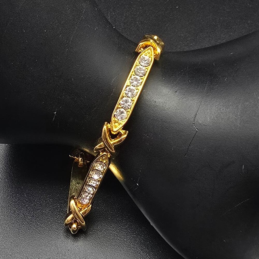 Gold Tone Rhinestone X O Hugs Kisses Tennis Bracelet